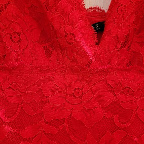 GUESS Women's Red Lace Bodysuit - Picture 3 of 4